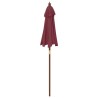 Parasol de jardin avec mât en bois rouge bordeaux 196x231 cm 