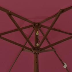 Parasol de jardin avec mât en bois rouge bordeaux 196x231 cm 