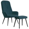 Chaise de relaxation avec repose-pied Bleu Velours 