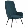 Chaise de relaxation avec repose-pied Bleu Velours 