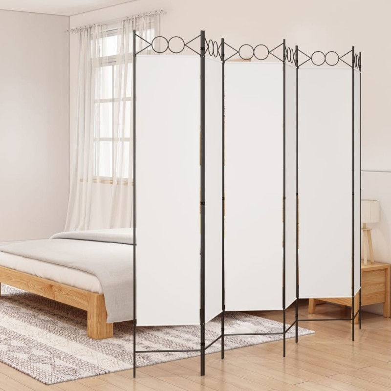 Cloison de séparation 6 panneaux Blanc 240x200 cm Tissu Cloison de séparation 6 panneaux Blanc 240x200 cm Tissu