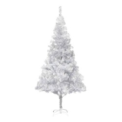 Sapin de Noël artificiel pré-éclairé/support argenté 180 cm PET 