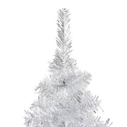 Sapin de Noël artificiel pré-éclairé/support argenté 180 cm PET 