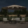 Parasol de jardin en porte-à-faux et lumières LED mât en métal 