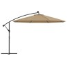 Parasol de jardin en porte-à-faux et lumières LED mât en métal 
