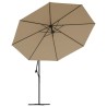Parasol de jardin en porte-à-faux et lumières LED mât en métal 