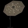Parasol de jardin en porte-à-faux et lumières LED mât en métal 