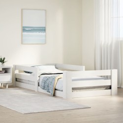 Cadre de lit sans matelas blanc 75x190 cm bois de pin massif 