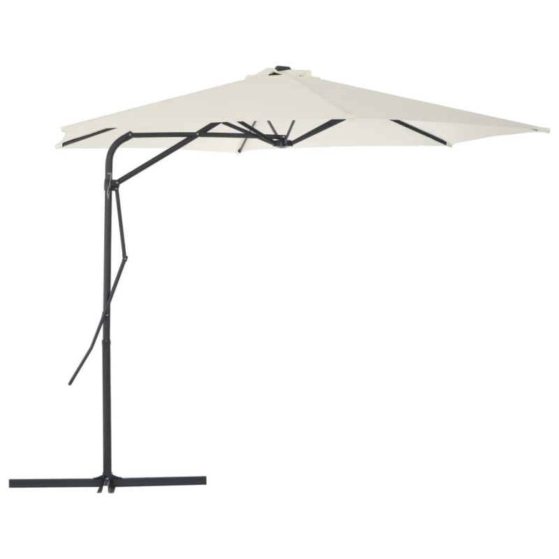 Parasol d'extérieur avec poteau en acier 300 cm Sable 