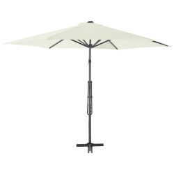Parasol d'extérieur avec poteau en acier 300 cm Sable 