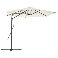 Parasol d'extérieur avec poteau en acier 300 cm Sable 