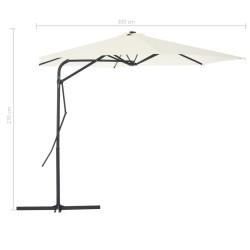 Parasol d'extérieur avec poteau en acier 300 cm Sable 