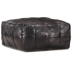 Pouf 60 x 60 x 30 cm Noir Cuir véritable de chèvre 
