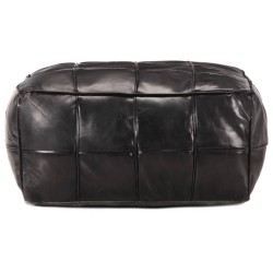 Pouf 60 x 60 x 30 cm Noir Cuir véritable de chèvre 