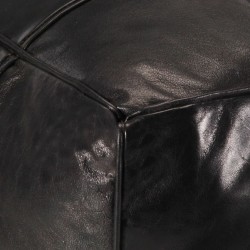 Pouf 60 x 60 x 30 cm Noir Cuir véritable de chèvre 