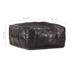 Pouf 60 x 60 x 30 cm Noir Cuir véritable de chèvre 