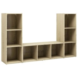 Meubles TV 3 pcs Chêne sonoma 107x35x37 cm Bois d'ingénierie 