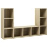 Meubles TV 3 pcs Chêne sonoma 107x35x37 cm Bois d'ingénierie 