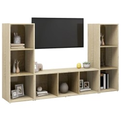 Meubles TV 3 pcs Chêne sonoma 107x35x37 cm Bois d'ingénierie 