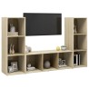 Meubles TV 3 pcs Chêne sonoma 107x35x37 cm Bois d'ingénierie 