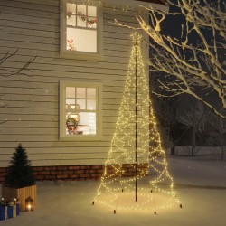Arbre de Noël avec poteau en métal 500 LED blanches chaudes 3 m 