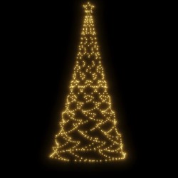 Arbre de Noël avec poteau en métal 500 LED blanches chaudes 3 m 