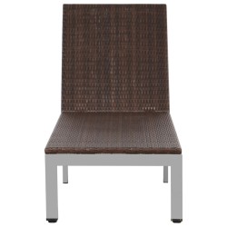 Chaise longue avec roues Résine tressée Marron 