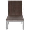 Chaise longue avec roues Résine tressée Marron 
