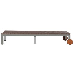 Chaise longue avec roues Résine tressée Marron 