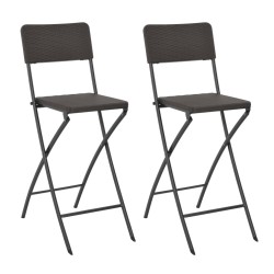 Chaise de bar pliable lot de 2 PEHD et acier Aspect de rotin 