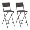Chaise de bar pliable lot de 2 PEHD et acier Aspect de rotin 