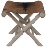 Tabouret pliable Cuir véritable et bois de teck massif 