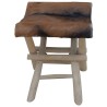 Tabouret pliable Cuir véritable et bois de teck massif 
