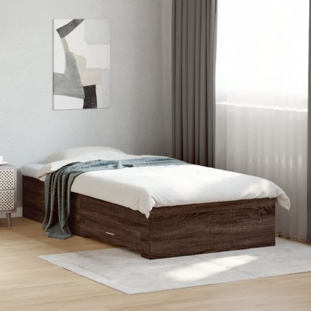 Cadre de lit avec tiroirs sans matelas chêne marron 90x200 cm 