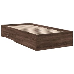 Cadre de lit avec tiroirs sans matelas chêne marron 90x200 cm 