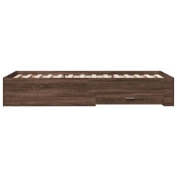 Cadre de lit avec tiroirs sans matelas chêne marron 90x200 cm 