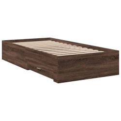 Cadre de lit avec tiroirs sans matelas chêne marron 90x200 cm 