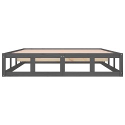 Cadre de lit sans matelas gris 135x190 cm bois massif 