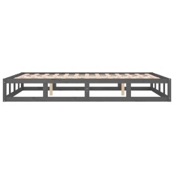 Cadre de lit sans matelas gris 135x190 cm bois massif 