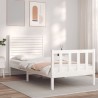 Cadre de lit sans matelas blanc bois de pin massif 