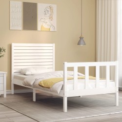 Cadre de lit sans matelas blanc bois de pin massif 