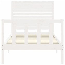 Cadre de lit sans matelas blanc bois de pin massif 