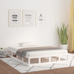 Cadre de lit sans matelas blanc 150x200 cm bois massif 