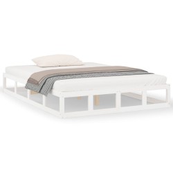 Cadre de lit sans matelas blanc 150x200 cm bois massif 