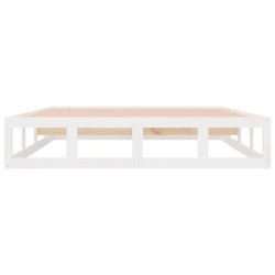 Cadre de lit sans matelas blanc 150x200 cm bois massif 