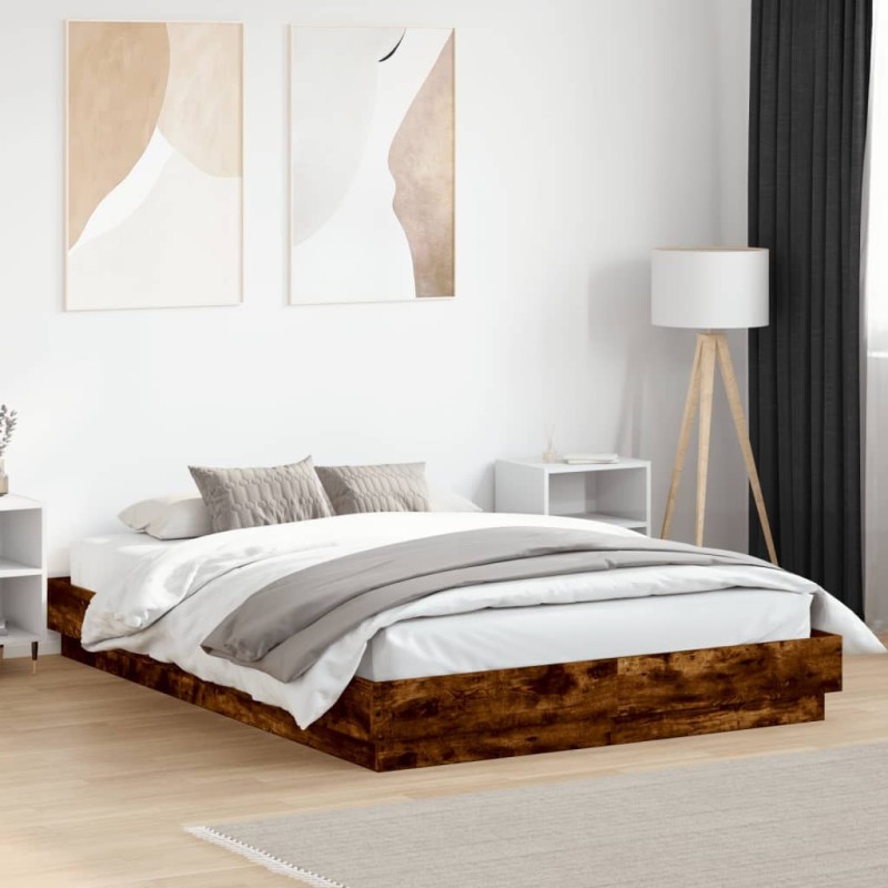 Cadre de lit sans matelas chêne fumé 150x200 cm Cadre de lit sans matelas chêne fumé 150x200 cm