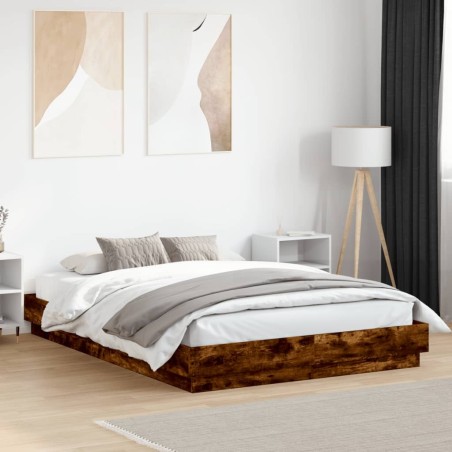 Cadre de lit sans matelas chêne fumé 150x200 cm 