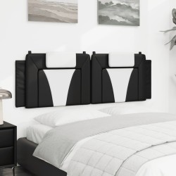 Coussin de tête de lit noir et blanc 160 cm similicuir 