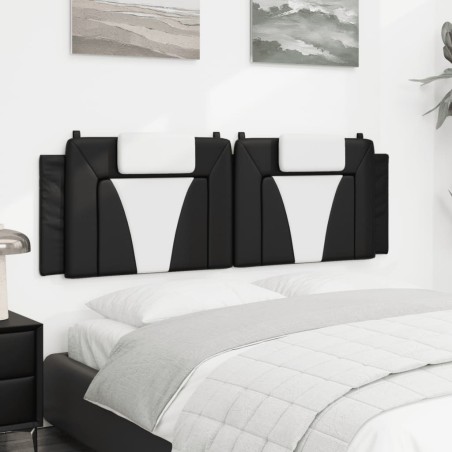 Coussin de tête de lit noir et blanc 160 cm similicuir 