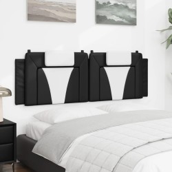 Coussin de tête de lit noir et blanc 160 cm similicuir 